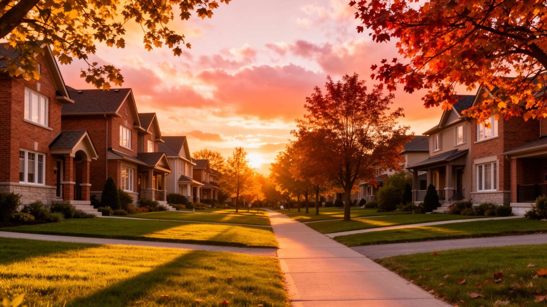 Ontario suburban neighbourhood at golden hour